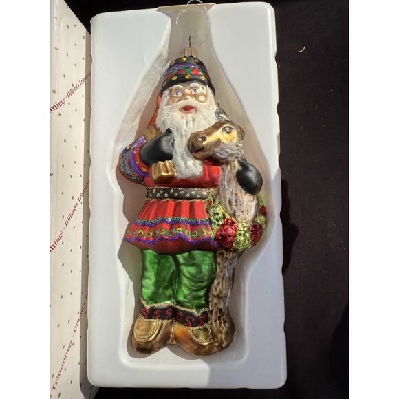 Large 7" Hand Blown Glass Santa Ornament Trimsetter By Dillards Made in Poland - Picture 2 of 11